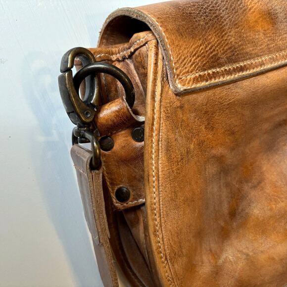 Bed Stu Sequoia Leather Crossbody Bag Tan Rustic Handmade Distressed Boho Purse - Picture 10 of 12